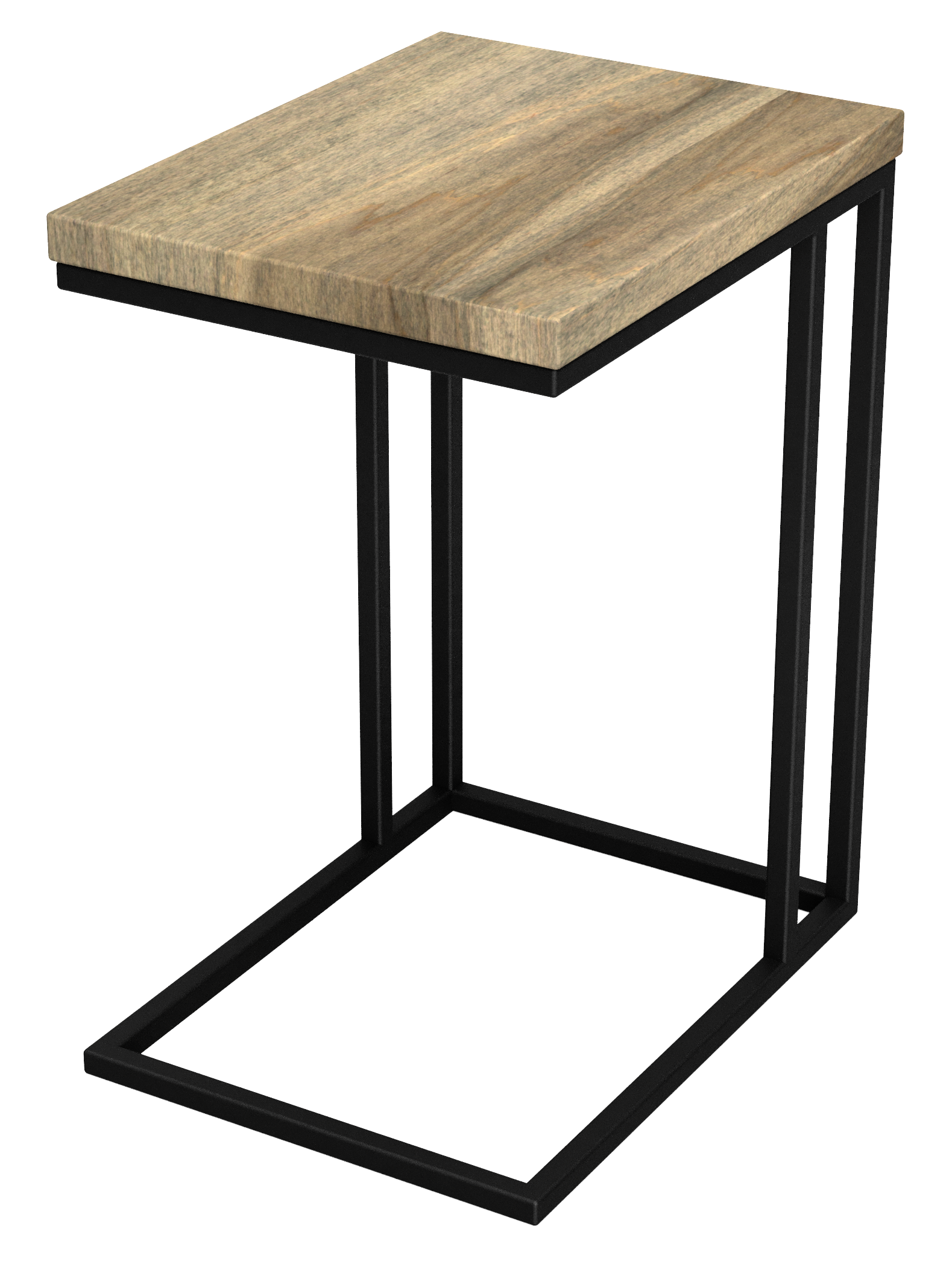 Modern wood side table with black metal frame