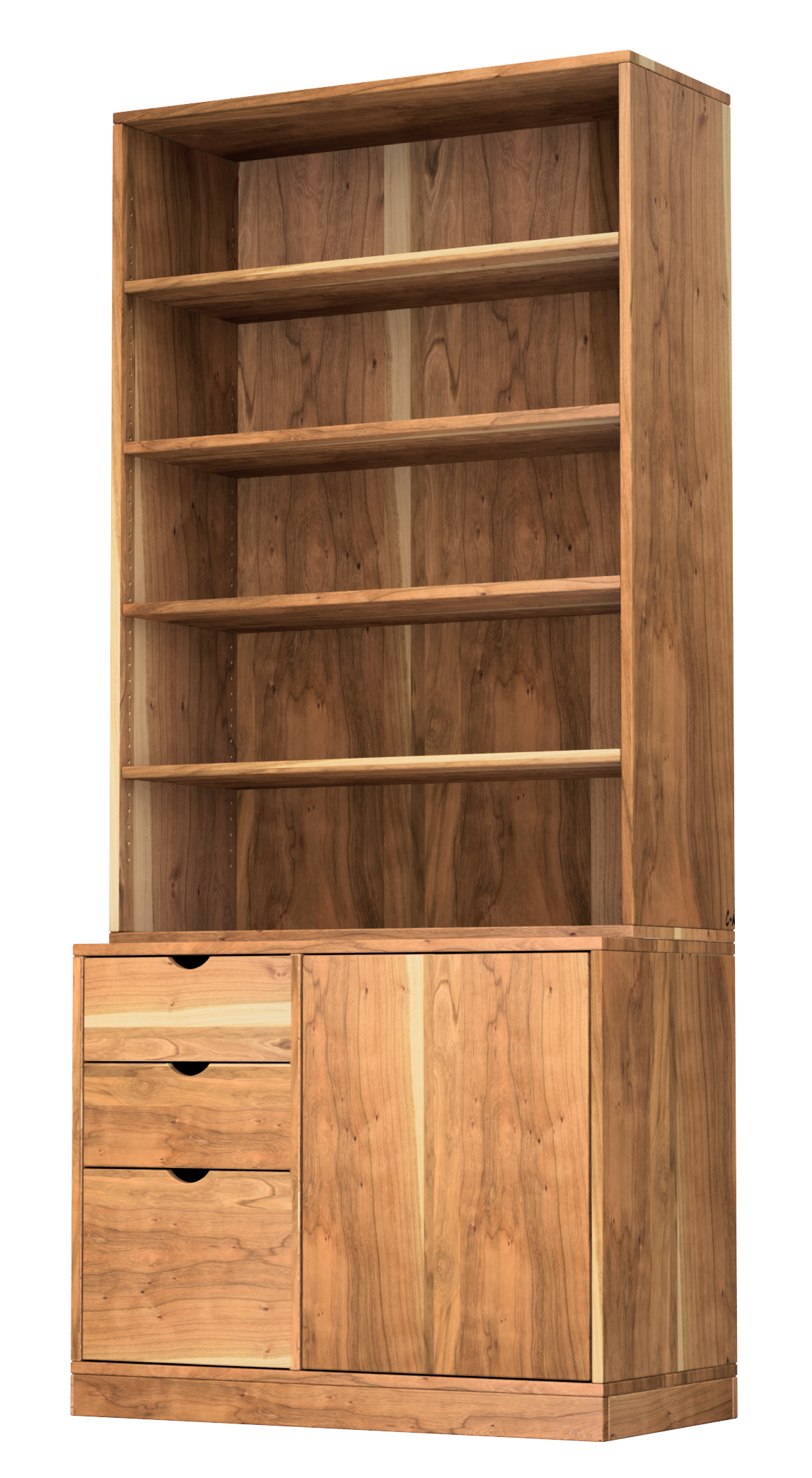 36"W x 18"D x 88"H wooden credenza with four adjustable shelves