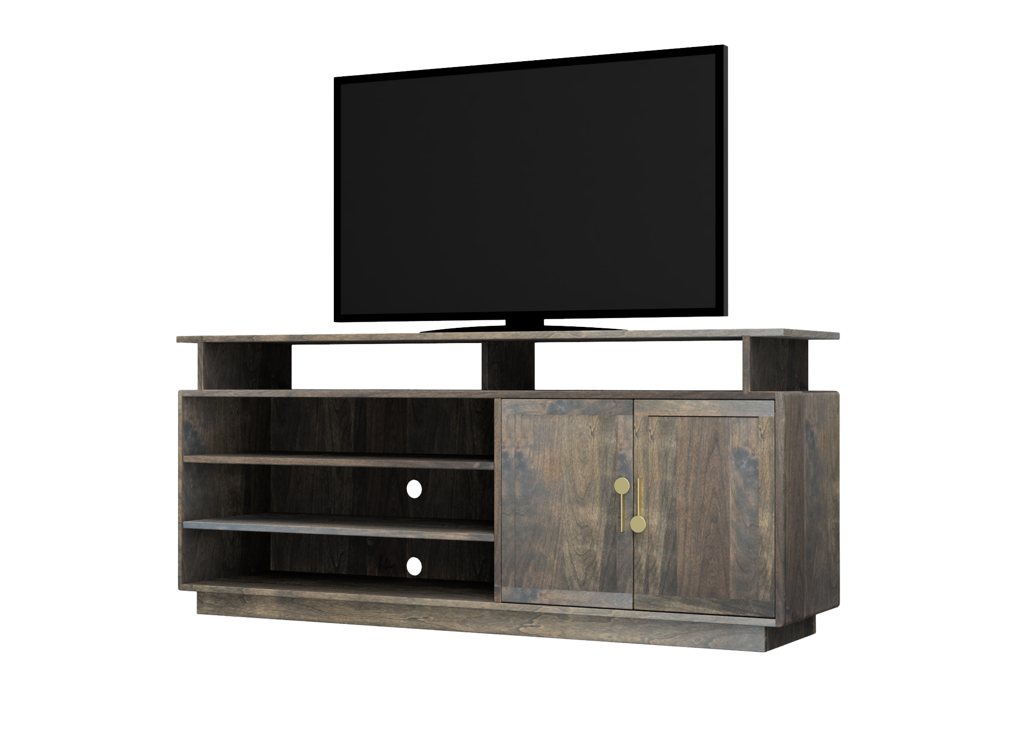 68"W x 18"D x 30.5"H tv stand with four adjustable shelves